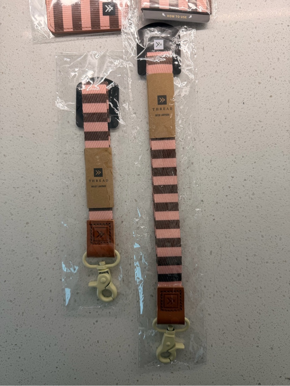THREAD Pink and Black Striped Lanyard & Wallet Set - Picture 5 of 7